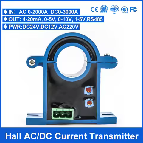 Split hall effect AC/DC current transmitter open loop current transducer sensor 4-20mA output 0-100A