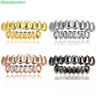 SEPTEMBER Teeth Grillz Top Bottom Set, Glossy  Anti Slip Teeth Grillz Caps, Trendy Silver Gold Eco-f
