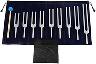 Dreld 9-Piece Solfeggio Tuning Fork Set with Silicone Hammer Bag, 174/285/396/417/528/639/741/852/96