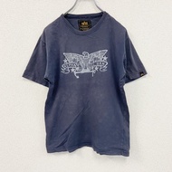 古著ALPHA INDUSTRIES ALPHA短袖印花 T 卹，藏青色，小號
