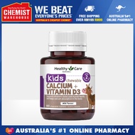 Healthy Care Kids Calcium + Vitamin D3 60 Chewable Tablets Helps Calcium Absorption  [Chemist Warehouse]