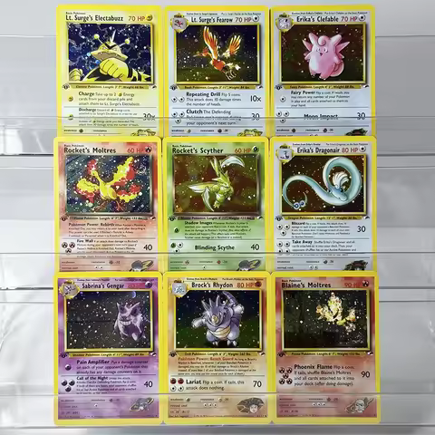 Pokémon EN PTCG Gym Heroes Foil Game Cards Blaine's Moltres Erika's Dragonair Erika's Clefable Sabri