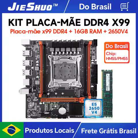 JIESHUO Kit Xeon X99 Motherboard H55 DDR4 USB 2.0 M.2 NVMe Slot Compatible with LGA2011-3 E5 2650 v4