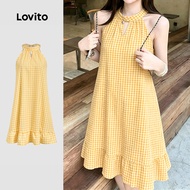 Lovito Casual Dress Hollow Spring/summer Dress for Women L196ED777 Lovito Corak Pakaian Kasual Berlu