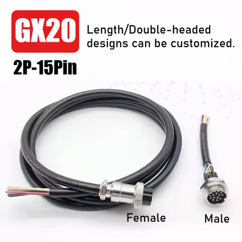 GX20 2Pin 3P 4P 5P 6 7 8 9 10 12 14 15Pin Aviation Plug Socket with Wire Connector Cable 7-20A 250V 