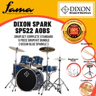 [FAMA]Dixon Spark SP522AOBS Drum Set Complete Standard 5 Piece Drum Kit Bundle Ocean Blue Sparkle