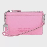 MARC JACOBS THE LEATHER ZIP壓印LOGO拉鍊鑰匙圈卡片夾/零錢包- 螢光粉