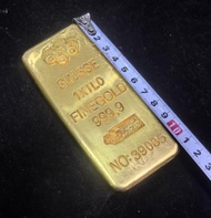 1:1 Copy Switzerland 1kilo/1000g 24k Gold Bar Bullion Replica  Jewelry Store Bank Display Anti-theft