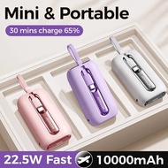Mini Power Bank Fast Charging Powerbank With Type-C  iPhone Cable 10000mAh PD QC3.0 Charger