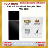 POLYTRON PRW-25MN KULKAS 2 PINTU BLACK GLASS 250 LITER 