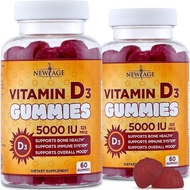 NEW AGE Vitamin D3 5000 IU 125mcg Gummies - Immune Supplement - Non-GMO, Gluten-Free, Dairy-Free, No