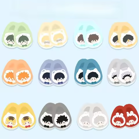 Haikyuu Slippers Hinata Shoyo Kei Tsukishima Plush Shoe Life Dormitory Kozume Kenma Oikawa Tooru Q V