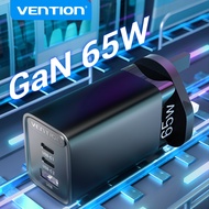 Vention 65W GaN Charger UK Plug 3 Ports QC4.0 3.0 PD 3.0 Fast Charger Type C Charging Station Power Adapter compatible for Iphone Ipad Tablet OPPO VIVO Laptop