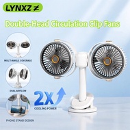 LYNXZ Double Head Fans 360° Rotatable UBS Fans One Clip Two Fans Desktop Cool Air Everywhere with Ph