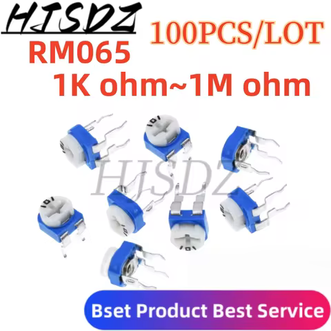 100PCS RM065 RM-065 100 200 500 1K 2K 5K 10K 20K 50K 100K 200K 500K 1M ohm Trimpot Trimmer Potentiom