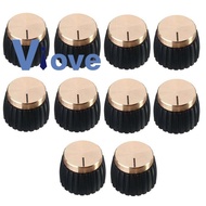 10Pcs Guitar AMP Amplifier Knobs Push-on Black+Gold Cap for Marshall Amplifier