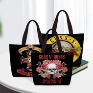 online Guns N Roses Linen Handbag Women Tote Bag Cartoon Animal Print Lunch Bag Portable Totes