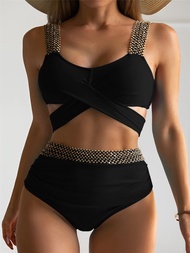 hotx 【cw】 Bandage Bikinis 2023 Push Up Swimsuit Swimwear Female Bathing Beachwear