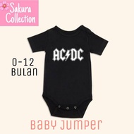 Baby clothes jumper baby kids short band ACDC 2 punk rock metal logo writing age 0 1 2 3 4 5 6 7 8 9