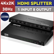 4K 1X8 HDMI Splitter 1 In 8 Out HDMI Splitter 4Kx2K 30Hz HDMI distributor Display Amplifier Converter for DVD PS5 Xbox HDTV