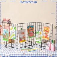 PLAYJOYVY Storage Rack, Grid Metal Display Rack, Modern with Base Grid Frame Jewelry Booth Rack For 