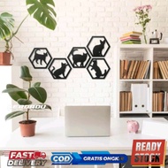 Wall decor Hexagonal paint theme 1 Set of 5 Panels aesthetic Living Room Display Wall Decoration pla