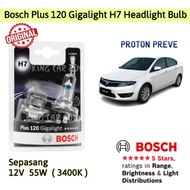 For Proton Preve~ 2 Pcs/1 Pair 3400K 12V H7 BOSCH Plus 120 Gigalight Mentol Lampu Depan Kereta (Kuni