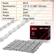 BUCKLOS Bike Chain 9 Speed MTB Chain 8 Speed Gold Silver Bicycle Chains 10/11/12S Cassette Cogs for 