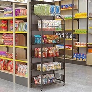 5 Layers Carbon Steel Supermarket Shelf, 165 Cm Height Snack Organizer Rack, 19.7"23.6" Length Retai