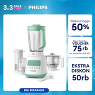 [EXTRA DISKON 50K] Philips Blender 5000 Series HR2223/30- Jar Plastik 2 L - Aksesoris Multifungsi -Chopper Dry Mill Filter- Problend Crush Technology - Mudah dibersihkan - Dessert Green