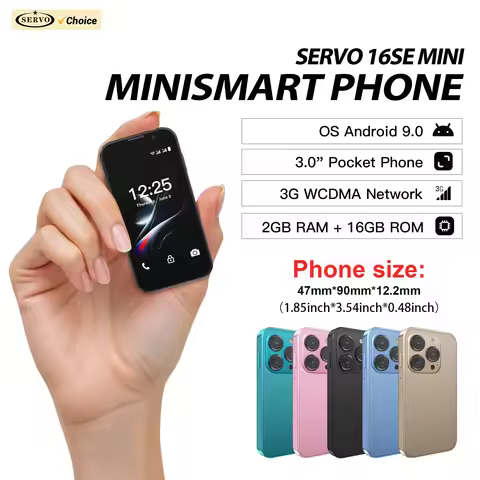 SERVO 3G WCDMA Mini Cute Smartphone Android System RAM 2GB ROM 16GB Play Store Face Unlock 3.0" Disp