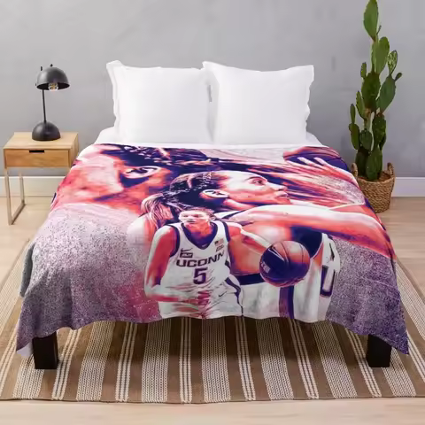 Paige Bueckers BasketBall Throw Blanket weighted blanket velor blankets beach blanket cotton knit bl