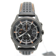 Citizen Eco-Drive CA0375-00E Black Dial Leather Chronograph Solar Watch