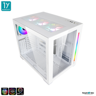 เคสคอมพิวเตอร์ Tsunami Vision IV KK Panorama ARGB Tempered Glass ATX Gaming Case with 1264 12cm ARGB