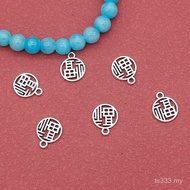 Chinese Style Blessings Auspicious Good Meaning Tibetan Silver Small Pendant Tag Bracelet Necklace P