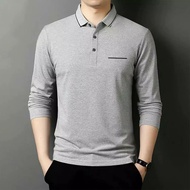 Kaos polos pria / kaos lengan panjang pria berkerah Cotton Combed 24s