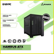 ✴ ℗ ◿ EasyPC | RAKK Hamrus pc case gaming| White/ Black| Mid Tower