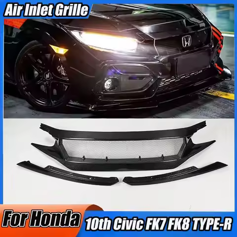 Front Bumper Air Inlet Grille For Civic 10th FK7 FK8 TYPE-R Racing FC JS N1 Style Carbon Grille Lamp