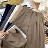 VELIN S-6XL (23-46) Plus Size Pants For Women Straight High Waist Suit Pants Plain Wide Leg Trousers