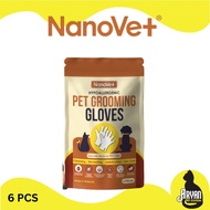 (6PCS) Nanovet Hypoallergenic Pet Grooming Gloves For Cats & Dogs 6PCS