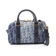 【二手】Dior Groove 17 Nano Oblique Jacquard 兩用手提包，牛仔藍/海軍藍，牛仔皮革，Oblique 圖案，女士