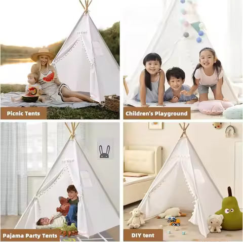 1.6m/1.3m Kid Tent Indoor Play House Wigwam for Child Portable Child Tipi Tents Teepee Toddler Ball 