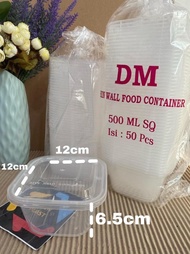 Terbatass THINWALL MEREK DM SQ KOTAK KECIL/KOTAK MAKAN PLASTIK 500ML