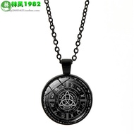 Hot Sale 2021 Pagan Wheel Five-Pointed Star Witch Time Gem Cabochon Necklace Fashion Pendant Sweater