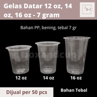 Thick Clear Flat Plastic Cup Boba Glass/ Bubble Tea/ Pop Ice Cold/ 7g Thick/ 12 oz, 14 oz, and 16 oz