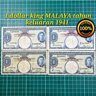 A842 1 dollar king MALAYA duit kertas lama rm1 lama duit zaman British duit Malaysia lama duit syili