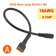 Bộ Chuyển Đổi Đầu Nối Nam Và Nữ XT60 Sang Cáp Nguồn DC5521 18AWG Cho Cáp Sạc Pin
