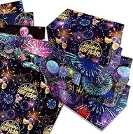 12 Sheets Firework Happy New Year Wrapping Paper Colorful New Years Eve Gift Wrap Paper for 2026 New