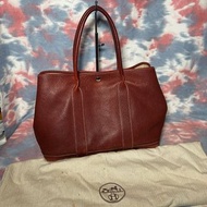 Pre-owned Hermes garden party 36 tote bag leather burgundy red