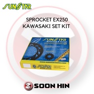 EX250 KAWASAKI SPROCKET SET KIT 2018 **SUNSTAR** 520VX3 G&B 108ZB XRING